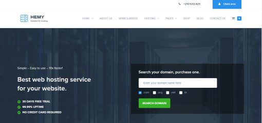 Hemy - Responsive WHMCS Hosting Website Design