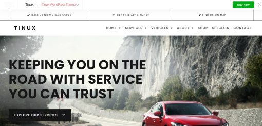 Tinux - Car Repair Auto Mechanic Website Design