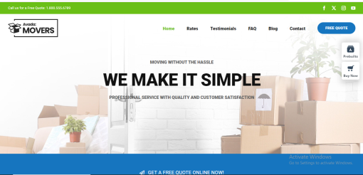Avada– Movers Website Design