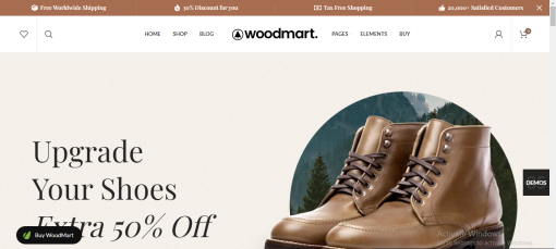 Woodmart – Shoes E-Commerce Site Design