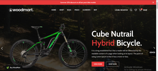 Woodmart – Bikes E-Commerce Site Design